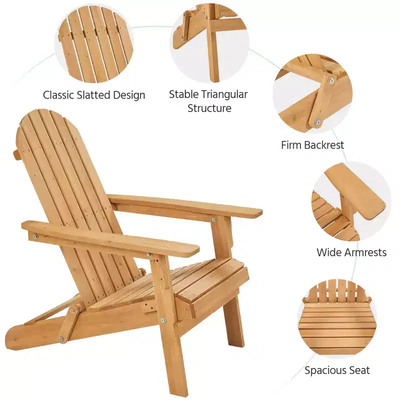 Yaheetech 2-piece Folding Adirondack Chair Solid Wood Outside Chair