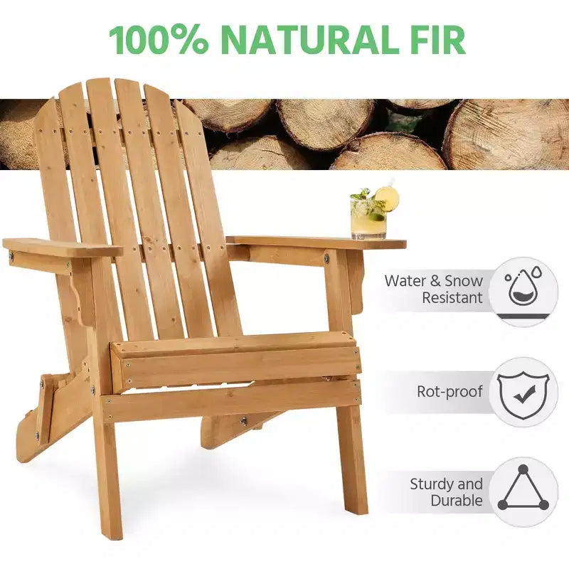 Yaheetech 2-piece Folding Adirondack Chair Solid Wood Outside Chair