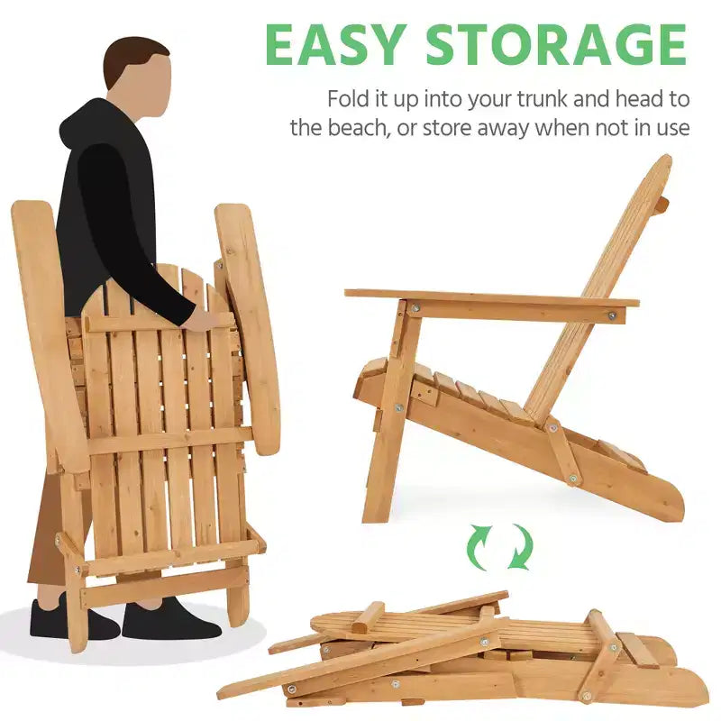 Yaheetech 2-piece Folding Adirondack Chair Solid Wood Outside Chair