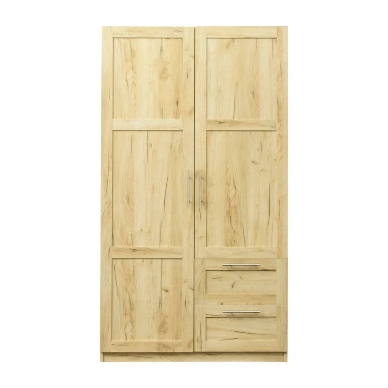 White Wood Wardrobe Armoire Storage Cabinet with Doors,Drawers,Hanging Rod