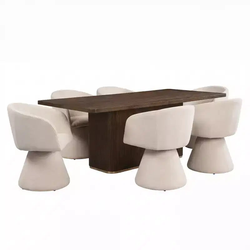 Ensemble de salle à manger 7 pièces Yodsak moderne en bois et métal avec chaises pivotantes à 180° Christopher Knight Home