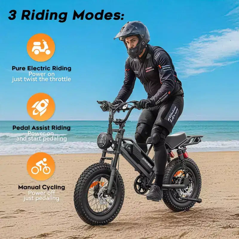 Eilleo 20 Fat Tire E-Bike  750W Motor (920W Peak), 24.9 mph, 5070 Mile Range, 48V 15.6Ah Battery, Dual Suspension, Shimano 7-Speed