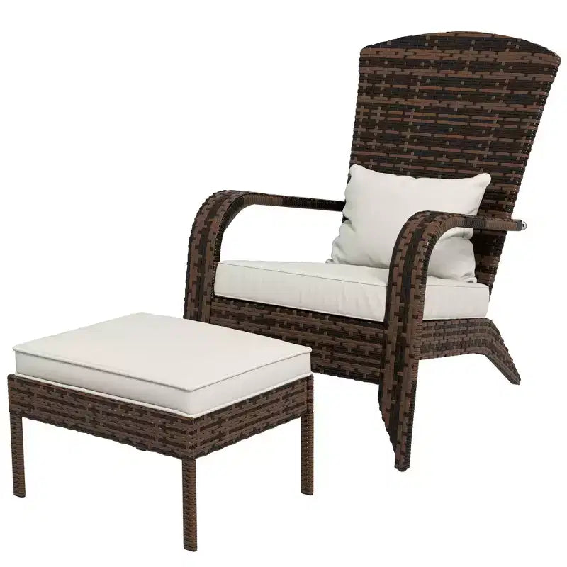 Outsunny Wicker Adirondack Chair w/ Ottoman Fire Pit Chair w/ Cushion