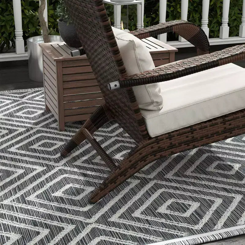 Outsunny Wicker Adirondack Chair w/ Ottoman Fire Pit Chair w/ Cushion