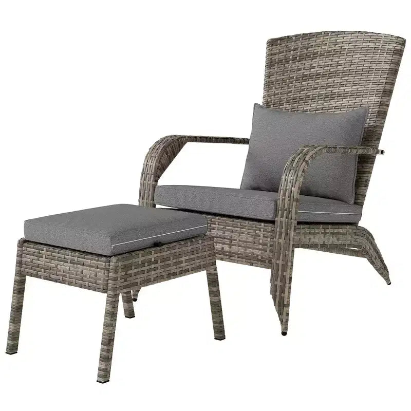 Outsunny Wicker Adirondack Chair w/ Ottoman Fire Pit Chair w/ Cushion