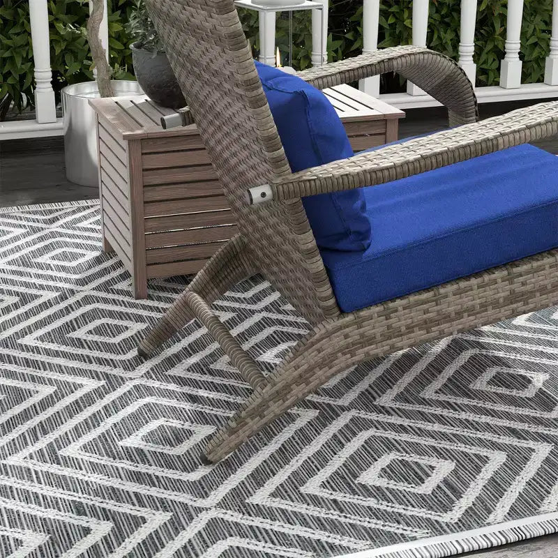 Outsunny Wicker Adirondack Chair w/ Ottoman Fire Pit Chair w/ Cushion
