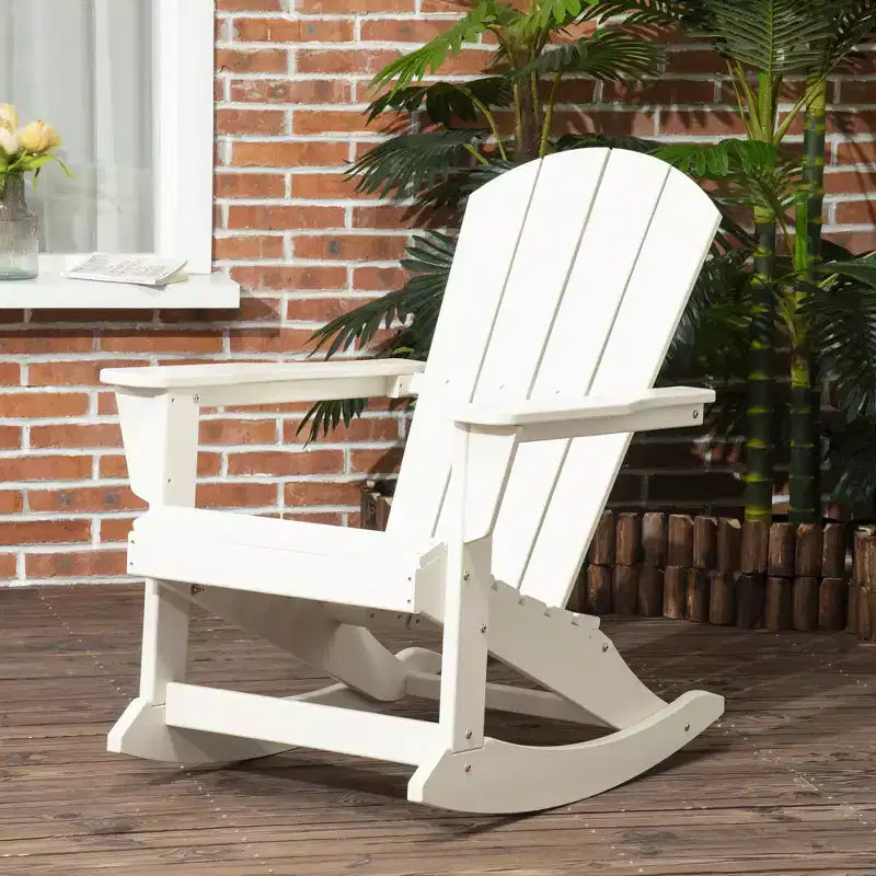 Outsunny Outdoor Rocking Chair, HDPE Adirondack Porch Rocker Chair for Garden, Patio