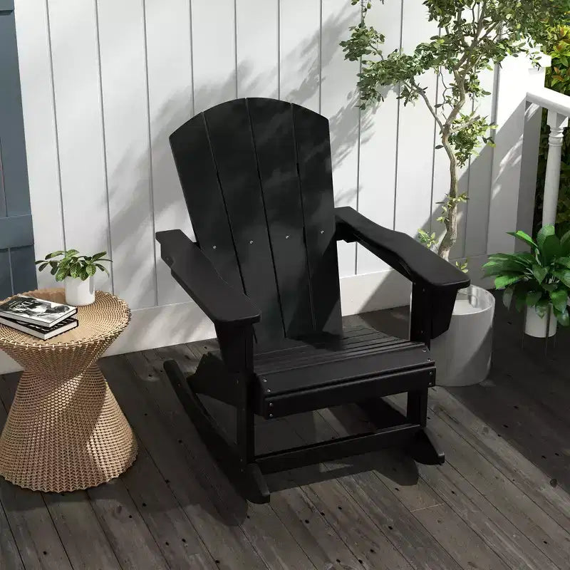 Outsunny Outdoor Rocking Chair, HDPE Adirondack Porch Rocker Chair for Garden, Patio