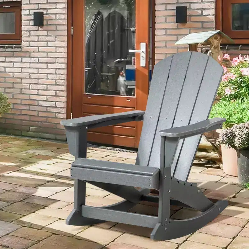 Outsunny Outdoor Rocking Chair, HDPE Adirondack Porch Rocker Chair for Garden, Patio