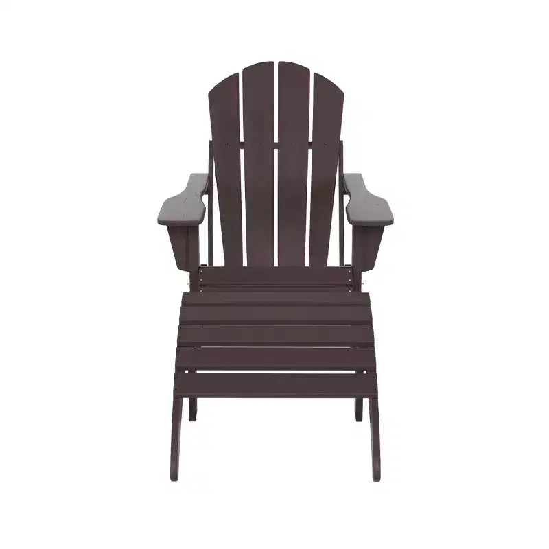 WestinTrends Malibu HDPE Outdoor Patio Folding Poly Adirondack Chair with Ottoman (2-Piece Set)