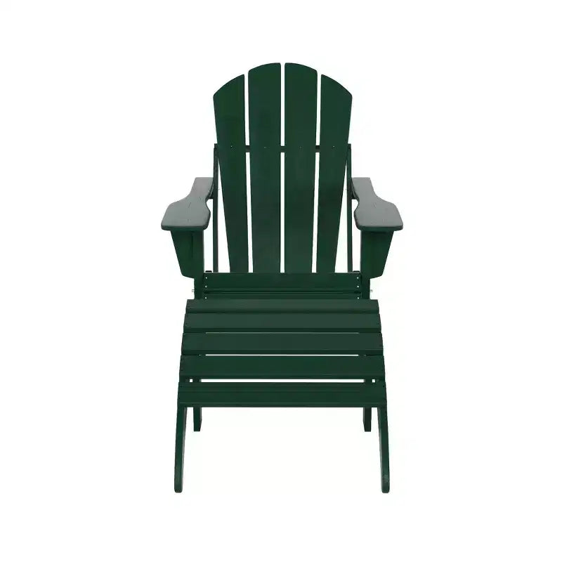 WestinTrends Malibu HDPE Outdoor Patio Folding Poly Adirondack Chair with Ottoman (2-Piece Set)