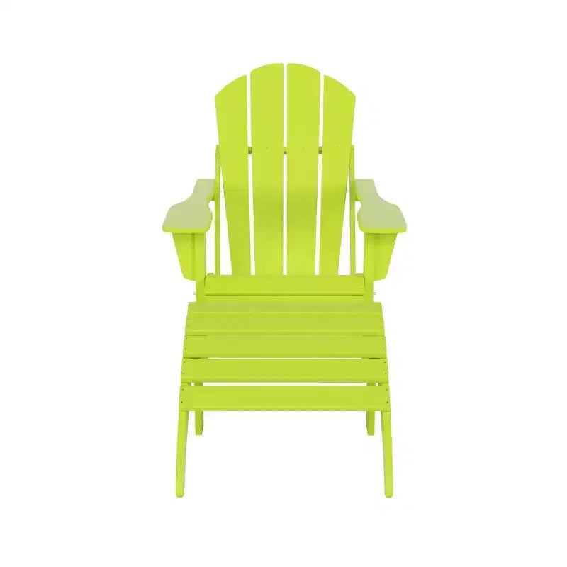 WestinTrends Malibu HDPE Outdoor Patio Folding Poly Adirondack Chair with Ottoman (2-Piece Set)