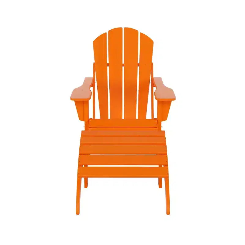 WestinTrends Malibu HDPE Outdoor Patio Folding Poly Adirondack Chair with Ottoman (2-Piece Set)
