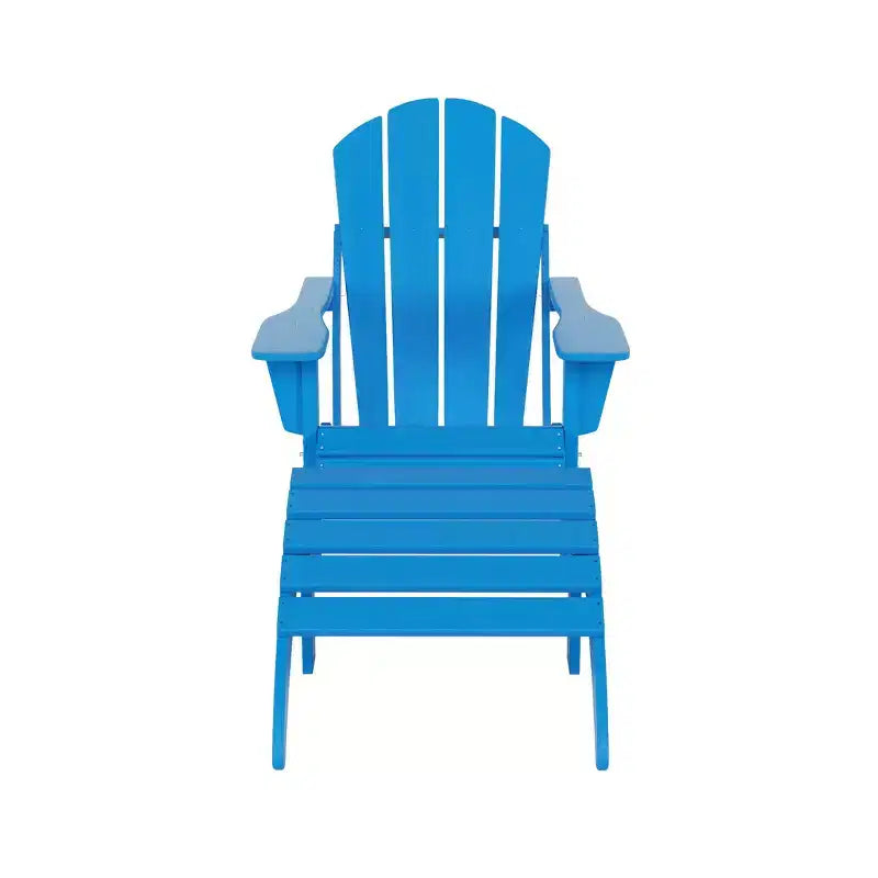 WestinTrends Malibu HDPE Outdoor Patio Folding Poly Adirondack Chair with Ottoman (2-Piece Set)