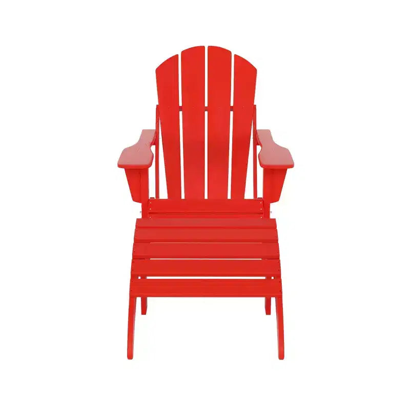 WestinTrends Malibu HDPE Outdoor Patio Folding Poly Adirondack Chair with Ottoman (2-Piece Set)