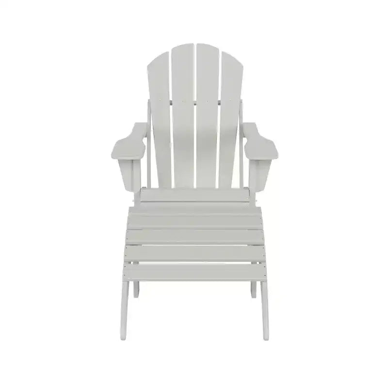 WestinTrends Malibu HDPE Outdoor Patio Folding Poly Adirondack Chair with Ottoman (2-Piece Set)