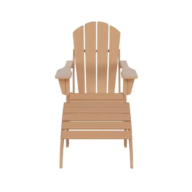 WestinTrends Malibu HDPE Outdoor Patio Folding Poly Adirondack Chair with Ottoman (2-Piece Set)