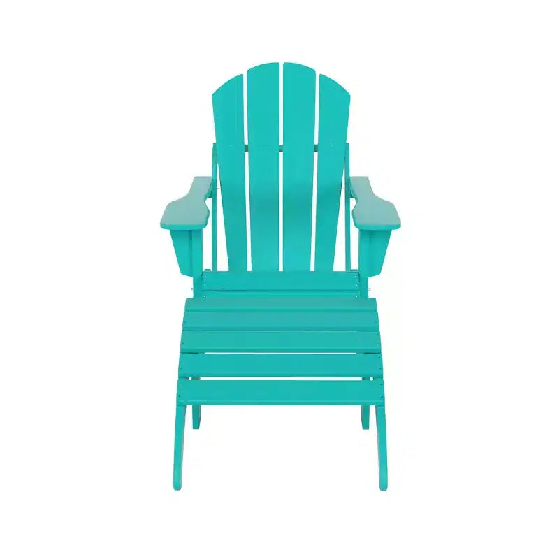 WestinTrends Malibu HDPE Outdoor Patio Folding Poly Adirondack Chair with Ottoman (2-Piece Set)