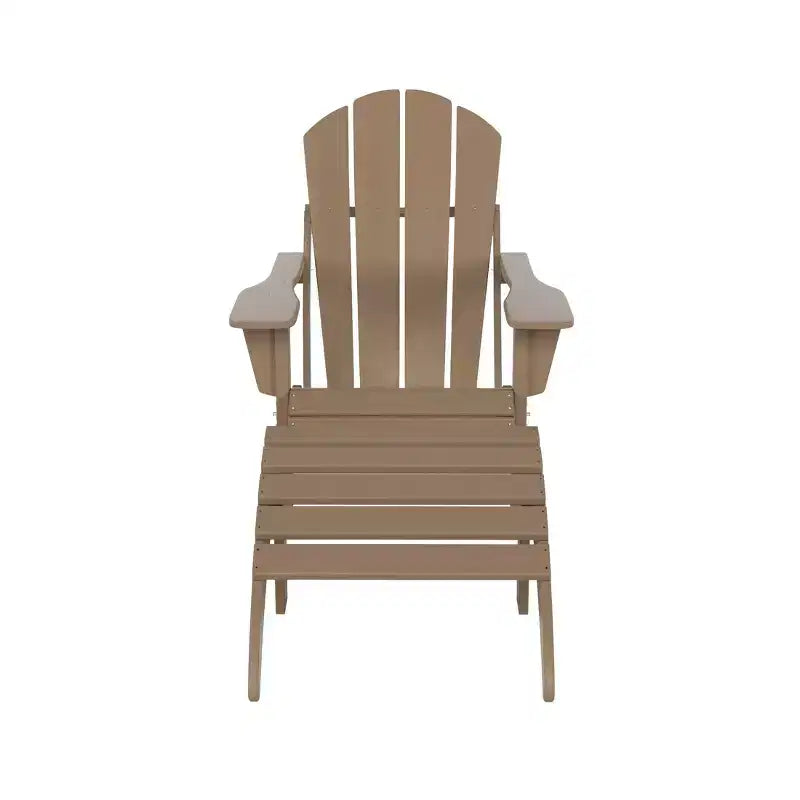 WestinTrends Malibu HDPE Outdoor Patio Folding Poly Adirondack Chair with Ottoman (2-Piece Set)