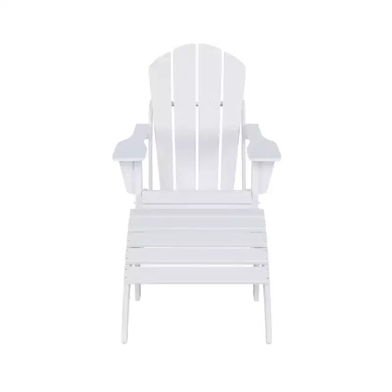 WestinTrends Malibu HDPE Outdoor Patio Folding Poly Adirondack Chair with Ottoman (2-Piece Set)