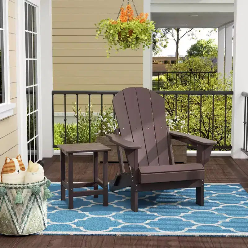 Chaise Adirondack pliante d'extérieur WestinTrends Malibu en PEHD avec table d'appoint (ensemble de 2 pièces)