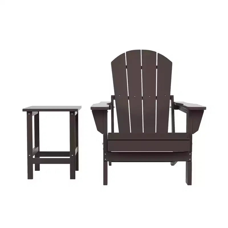 Chaise Adirondack pliante d'extérieur WestinTrends Malibu en PEHD avec table d'appoint (ensemble de 2 pièces)