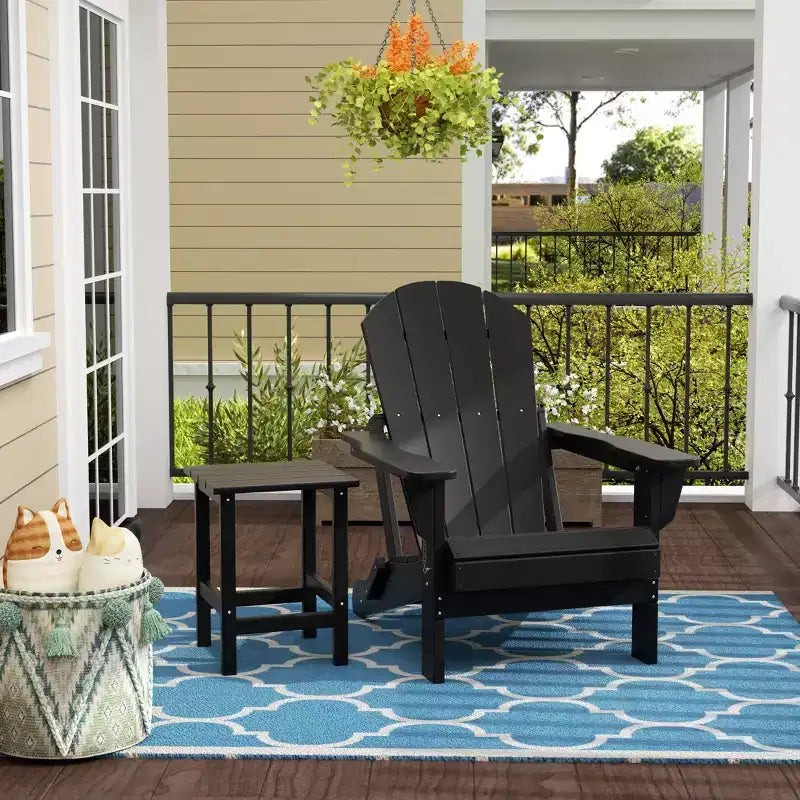 Chaise Adirondack pliante d'extérieur WestinTrends Malibu en PEHD avec table d'appoint (ensemble de 2 pièces)