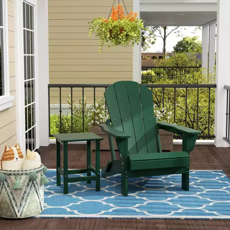 Chaise Adirondack pliante d'extérieur WestinTrends Malibu en PEHD avec table d'appoint (ensemble de 2 pièces)