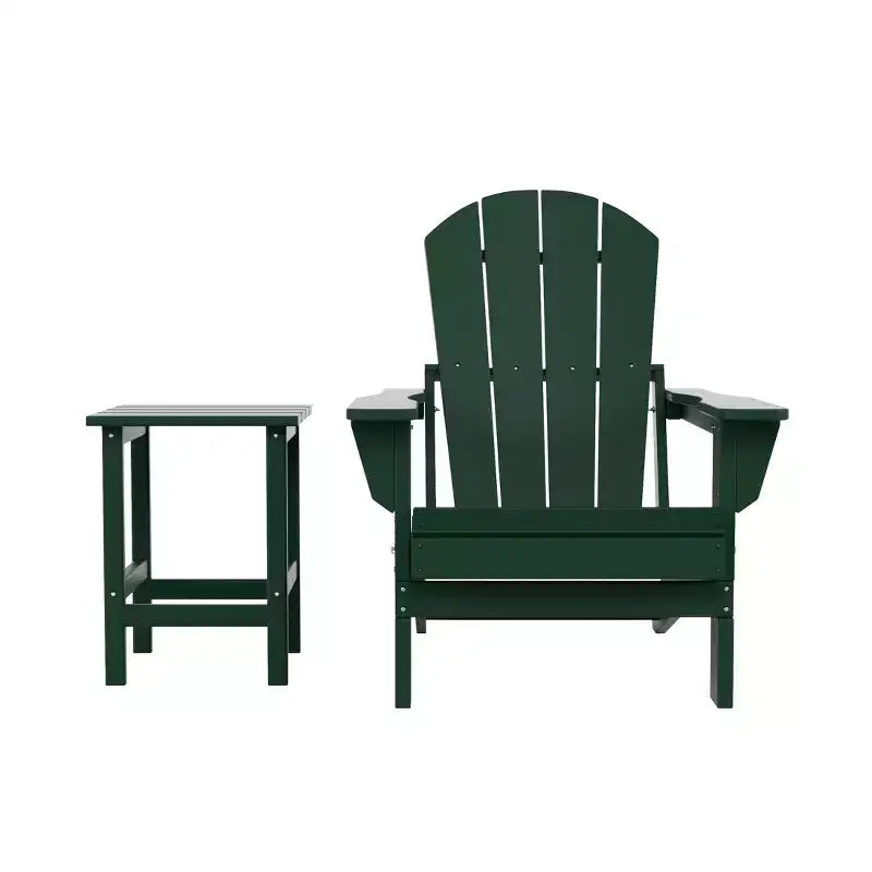 Chaise Adirondack pliante d'extérieur WestinTrends Malibu en PEHD avec table d'appoint (ensemble de 2 pièces)