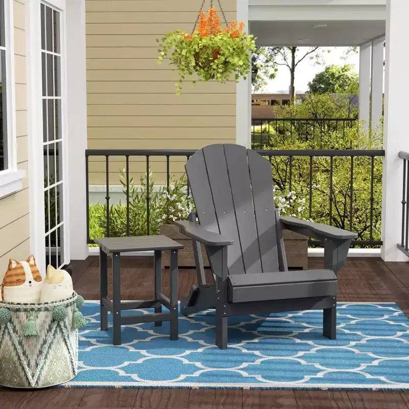 Chaise Adirondack pliante d'extérieur WestinTrends Malibu en PEHD avec table d'appoint (ensemble de 2 pièces)