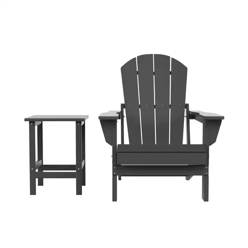 Chaise Adirondack pliante d'extérieur WestinTrends Malibu en PEHD avec table d'appoint (ensemble de 2 pièces)
