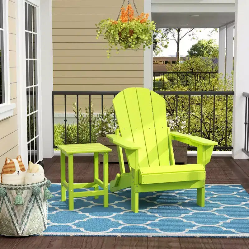 Chaise Adirondack pliante d'extérieur WestinTrends Malibu en PEHD avec table d'appoint (ensemble de 2 pièces)
