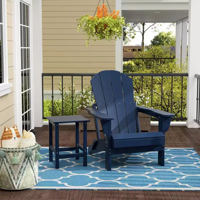 Chaise Adirondack pliante d'extérieur WestinTrends Malibu en PEHD avec table d'appoint (ensemble de 2 pièces)