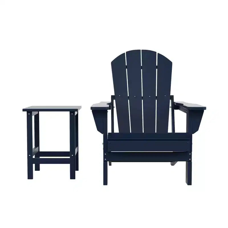 Chaise Adirondack pliante d'extérieur WestinTrends Malibu en PEHD avec table d'appoint (ensemble de 2 pièces)