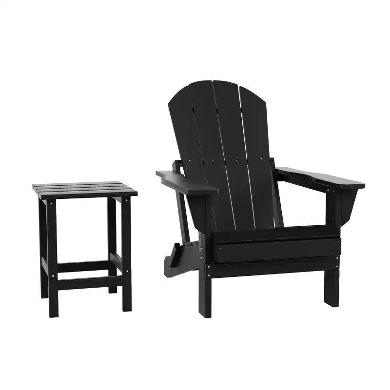 Chaise Adirondack pliante d'extérieur WestinTrends Malibu en PEHD avec table d'appoint (ensemble de 2 pièces)