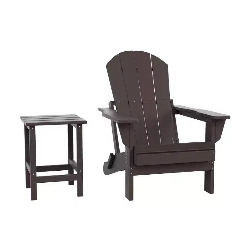 WestinTrends Malibu HDPE Outdoor Patio Folding Poly Adirondack Chair with Side Table (2-Piece Set)