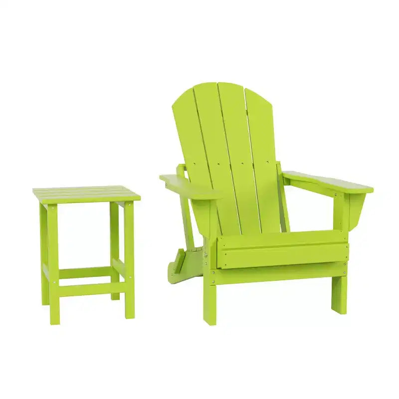 WestinTrends Malibu HDPE Outdoor Patio Folding Poly Adirondack Chair with Side Table (2-Piece Set)