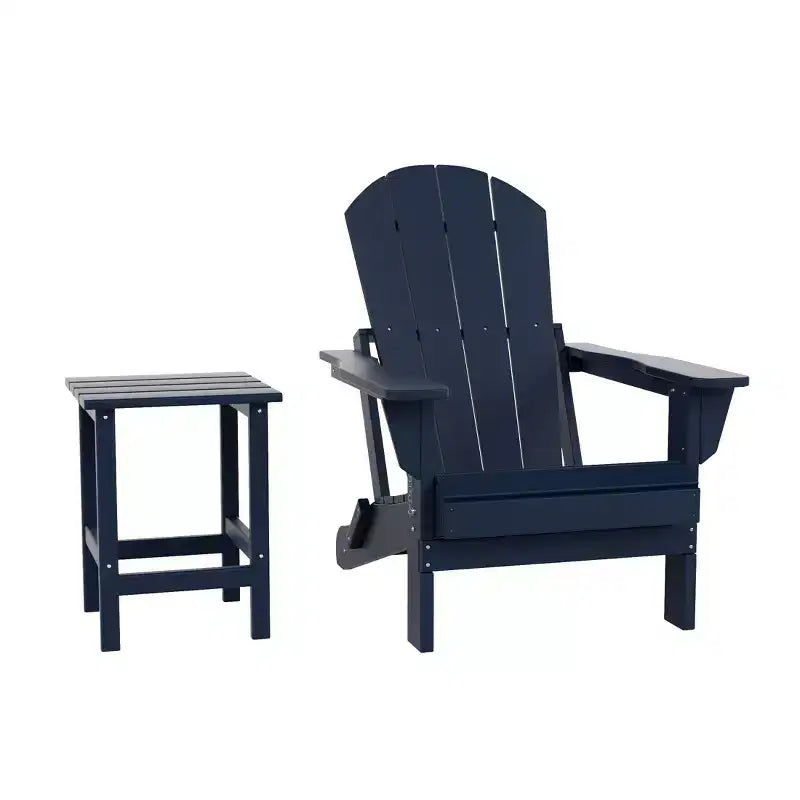 WestinTrends Malibu HDPE Outdoor Patio Folding Poly Adirondack Chair with Side Table (2-Piece Set)