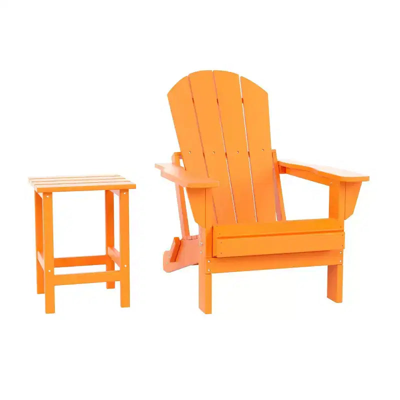 WestinTrends Malibu HDPE Outdoor Patio Folding Poly Adirondack Chair with Side Table (2-Piece Set)