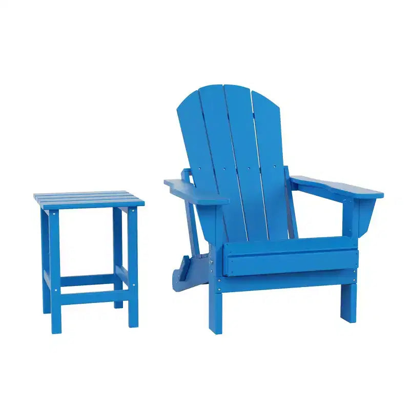 WestinTrends Malibu HDPE Outdoor Patio Folding Poly Adirondack Chair with Side Table (2-Piece Set)