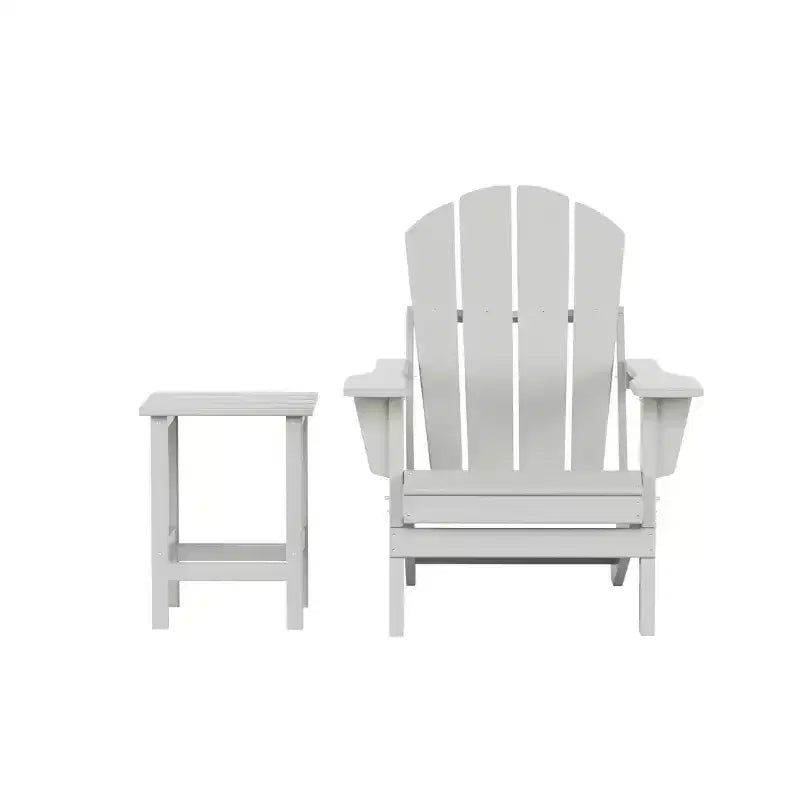WestinTrends Malibu HDPE Outdoor Patio Folding Poly Adirondack Chair with Side Table (2-Piece Set)