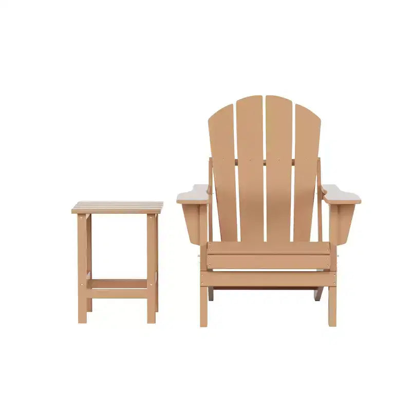 WestinTrends Malibu HDPE Outdoor Patio Folding Poly Adirondack Chair with Side Table (2-Piece Set)