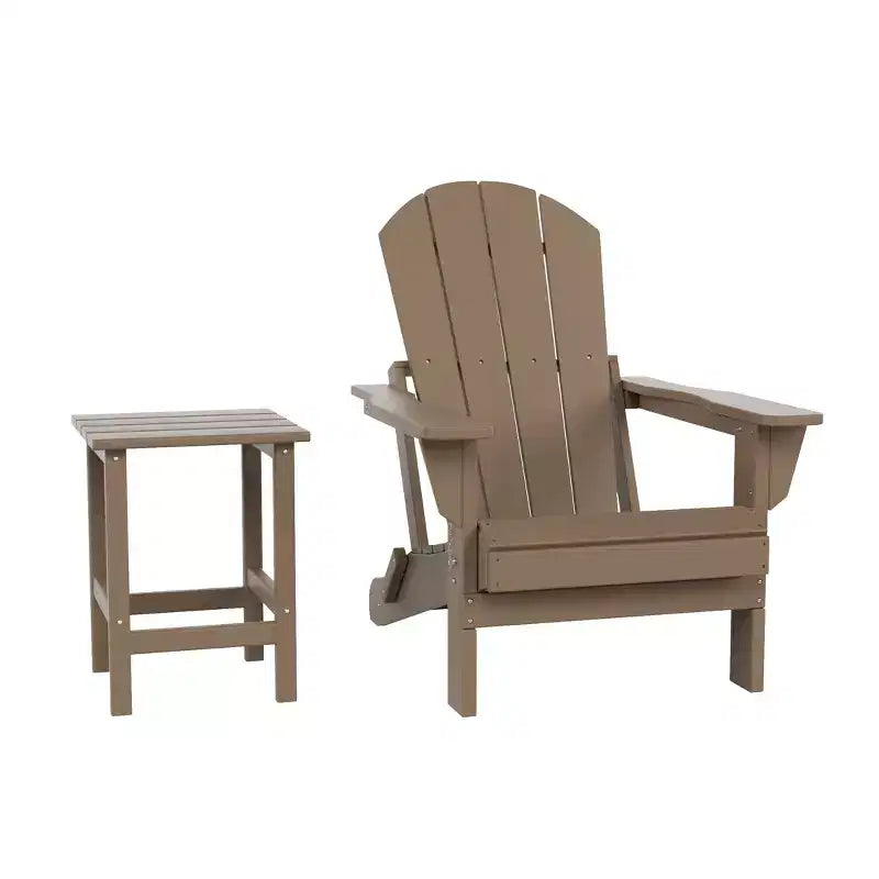 WestinTrends Malibu HDPE Outdoor Patio Folding Poly Adirondack Chair with Side Table (2-Piece Set)