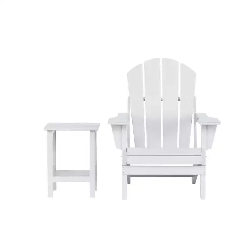 WestinTrends Malibu HDPE Outdoor Patio Folding Poly Adirondack Chair with Side Table (2-Piece Set)