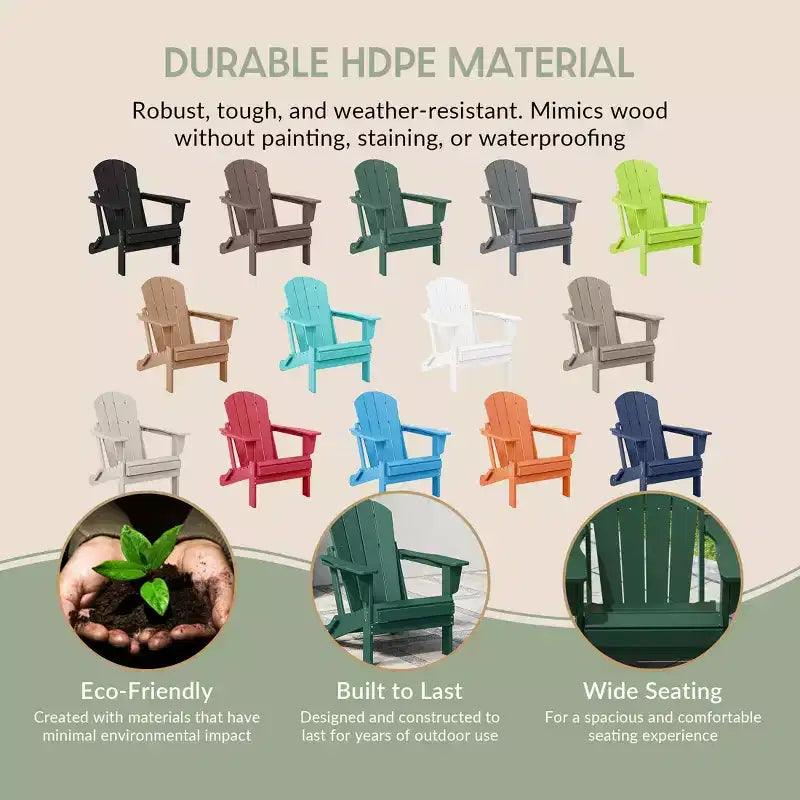 WestinTrends Malibu HDPE Outdoor Patio Folding Poly Adirondack Conversation Set (3-Piece)