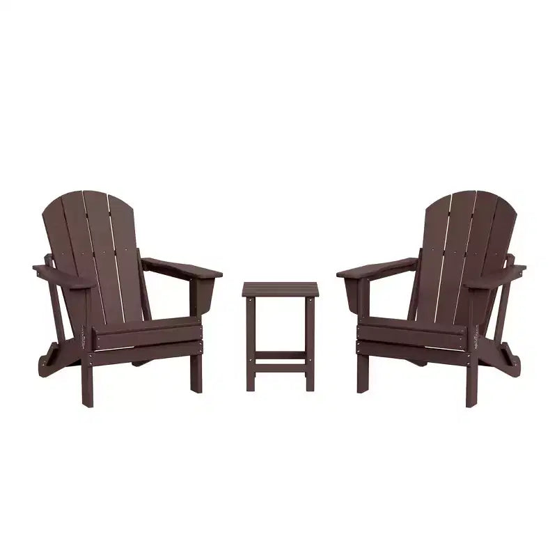 WestinTrends Malibu HDPE Outdoor Patio Folding Poly Adirondack Conversation Set (3-Piece)