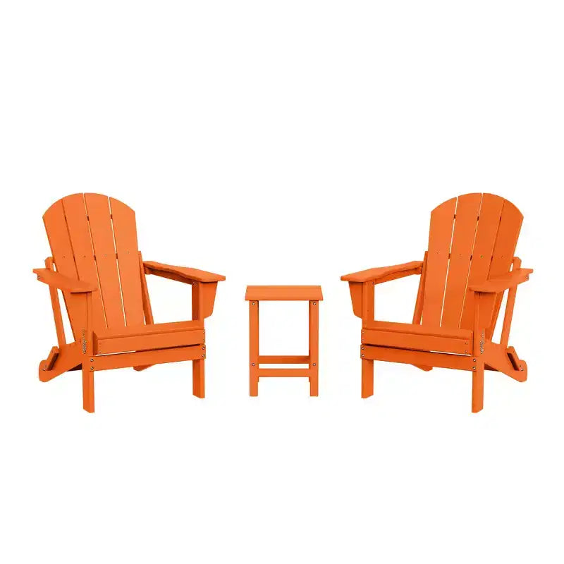 WestinTrends Malibu HDPE Outdoor Patio Folding Poly Adirondack Conversation Set (3-Piece)