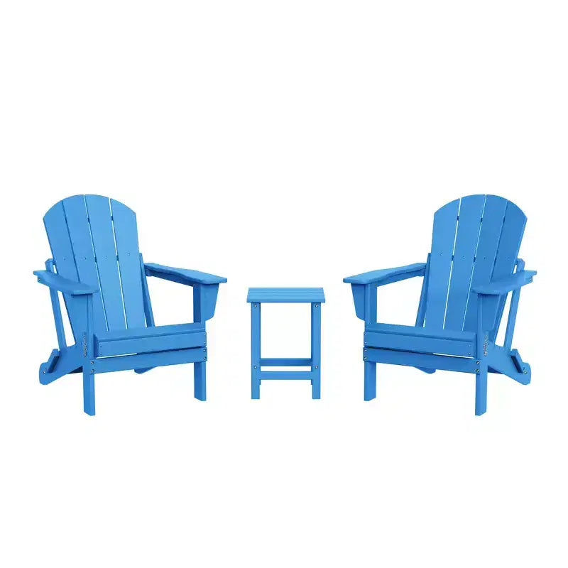 WestinTrends Malibu HDPE Outdoor Patio Folding Poly Adirondack Conversation Set (3-Piece)