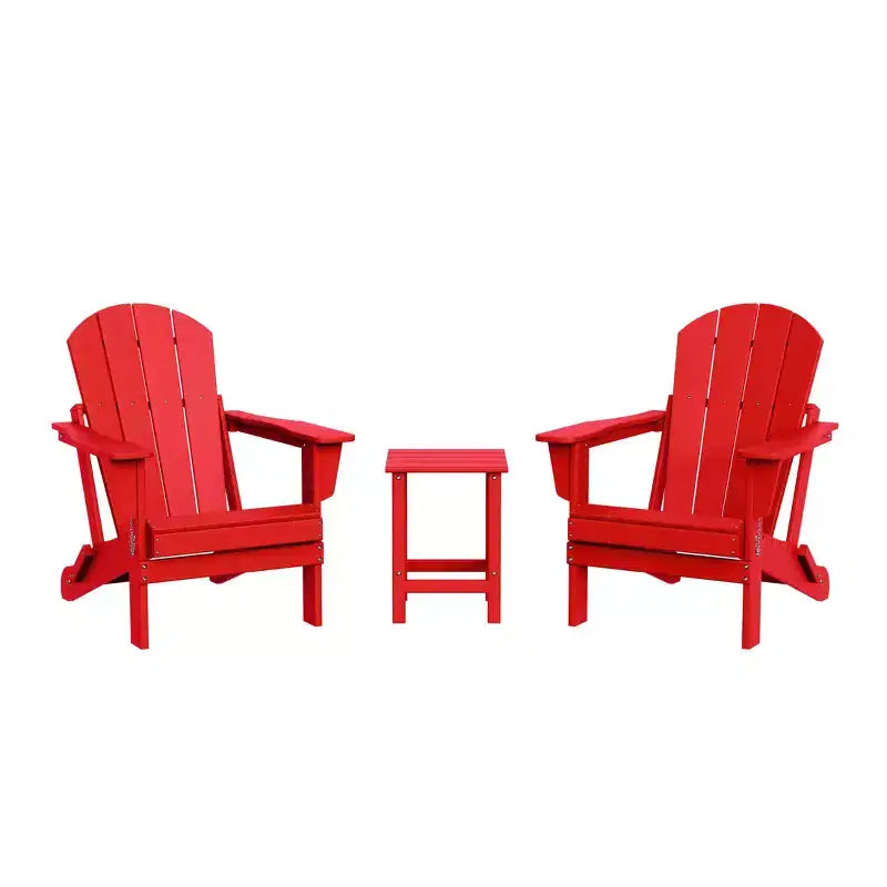 WestinTrends Malibu HDPE Outdoor Patio Folding Poly Adirondack Conversation Set (3-Piece)