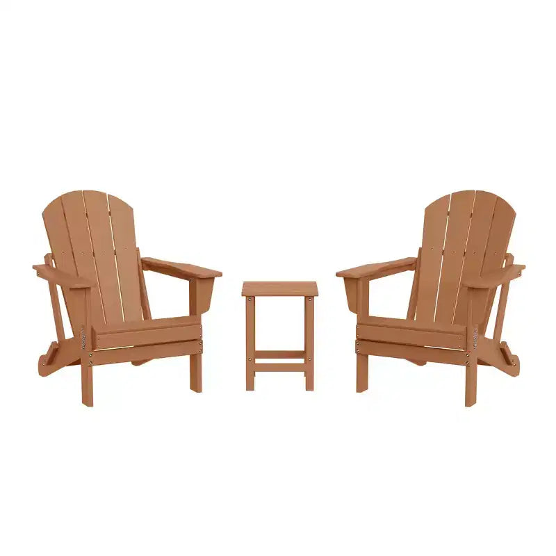 WestinTrends Malibu HDPE Outdoor Patio Folding Poly Adirondack Conversation Set (3-Piece)